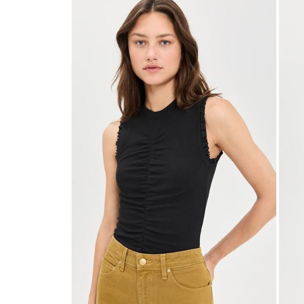 Ulla Johnson Black Ruched Sleeveless Knit Top